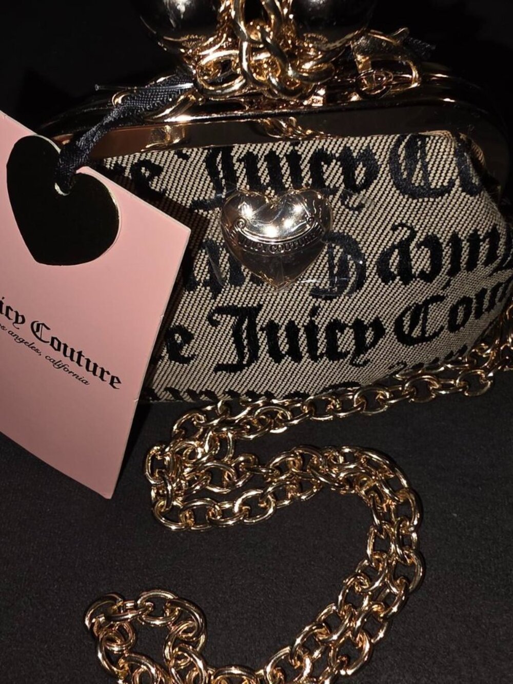 Juicy Couture monogram kiss-lock mini crossbody coin purse